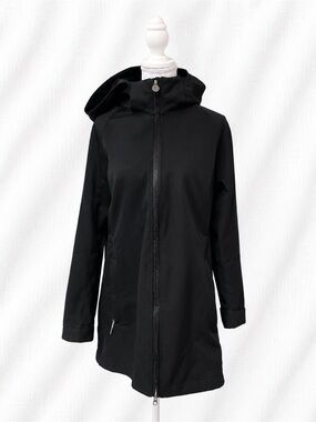 Women's Black Hooded Zip-Front Utility Jacket